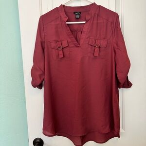 Rue21 Maroon Blouse with Buckle Details